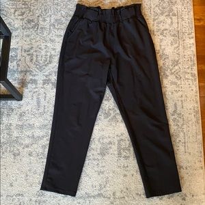 Women's Cropped Paper Bag Waist Pants with Pockets